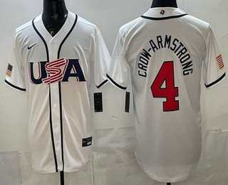 Mens USA #4 Pete Crow-Armstrong White 2026 World Baseball Classic Cool Base Jersey->2026 world baseball classic->MLB Jersey