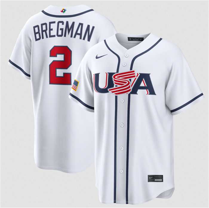 Mens USA Baseball #2 Alex Bregman White 2026 World Baseball Classic Home Stadium Stitched Jersey->2026 world baseball classic->MLB Jersey