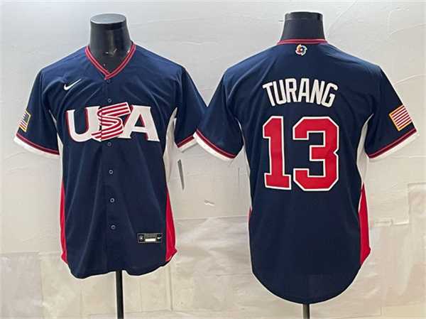 Mens USA Baseball #13 Brice Turang Navy 2026 World Baseball Classic Road Stadium Stitched Jersey->2026 world baseball classic->MLB Jersey