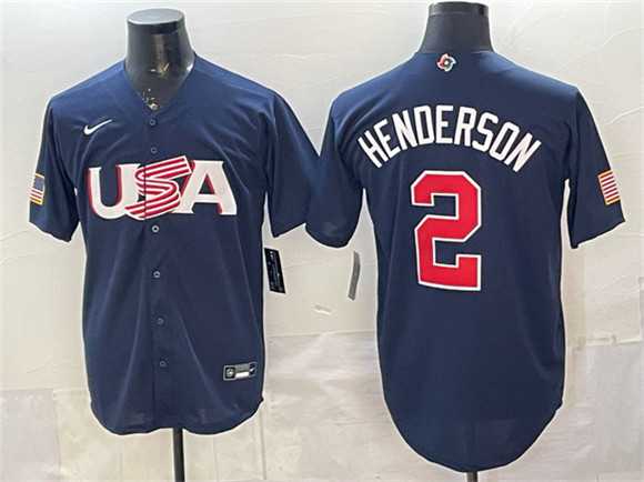 Mens USA Baseball #2 Gunnar Henderson Navy World Baseball Classic Stitched Jersey->2026 world baseball classic->MLB Jersey