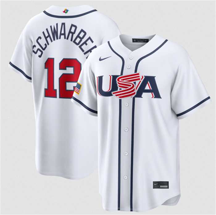 Mens USA Baseball #12 Kyle Schwarber White 2026 World Baseball Classic Home Stadium Stitched Jersey->2026 world baseball classic->MLB Jersey