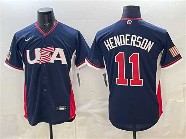 Mens USA Baseball #11 Gunnar Henderson Navy 2026 World Baseball Classic Road Stadium Stitched Jersey->2026 world baseball classic->MLB Jersey