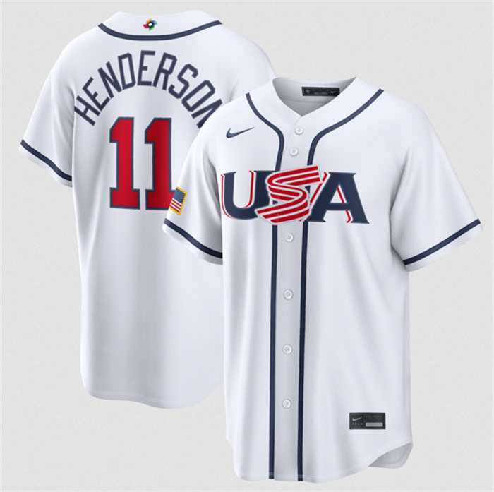 Mens USA Baseball #11 Gunnar Henderson White 2026 World Baseball Classic Home Stadium Stitched Jersey->2026 world baseball classic->MLB Jersey