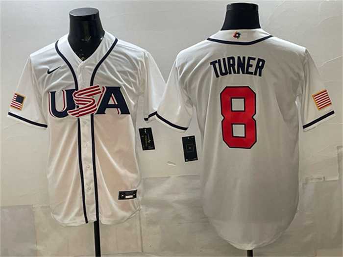 Mens USA Baseball #8 Trea Turner White 2026 World Baseball Classic Home Stadium Stitched Jersey->2026 world baseball classic->MLB Jersey