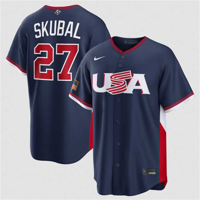 Mens USA Baseball #27 Tarik Skubal Navy 2026 World Baseball Classic Road Stadium Stitched Jersey->2026 world baseball classic->MLB Jersey