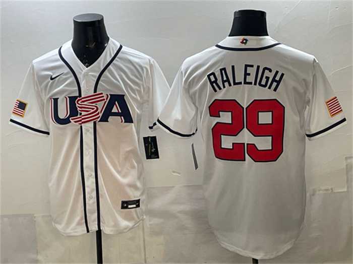 Mens USA Baseball #29 Cal Raleigh White 2026 World Baseball Classic Home Stadium Stitched Jersey->2026 world baseball classic->MLB Jersey