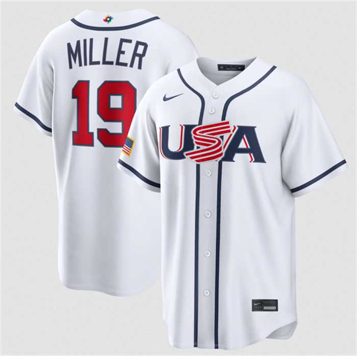 Mens USA Baseball #19 Mason Miller White 2026 World Baseball Classic Home Stadium Stitched Jersey->2026 world baseball classic->MLB Jersey