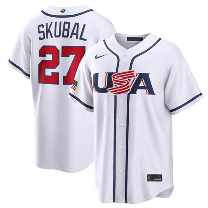 Mens USA Baseball #27 Tarik Skubal White 2026 World Baseball Classic Home Stadium Stitched Jersey->2026 world baseball classic->MLB Jersey