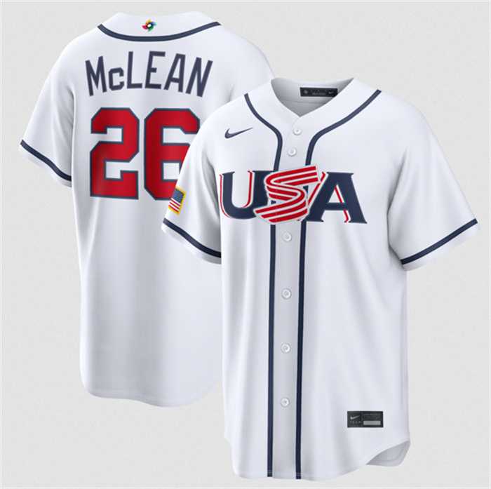 Mens USA Baseball #26 Nolan McLean White 2026 World Baseball Classic Home Stadium Stitched Jersey->2026 world baseball classic->MLB Jersey