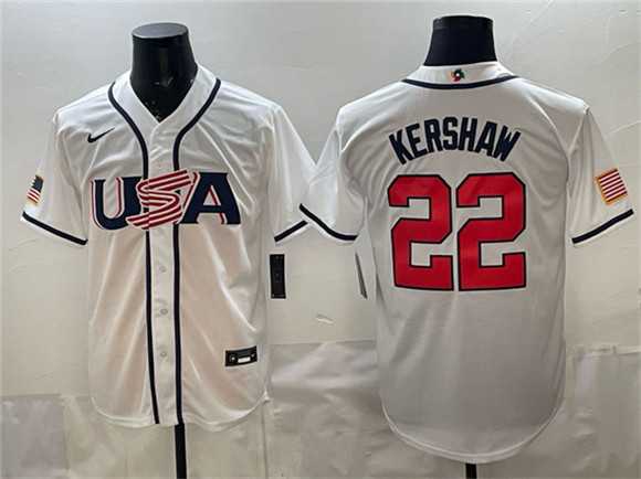 Mens USA Baseball #22 Clayton Kershaw White 2026 World Baseball Classic Home Stadium Stitched Jersey->2026 world baseball classic->MLB Jersey