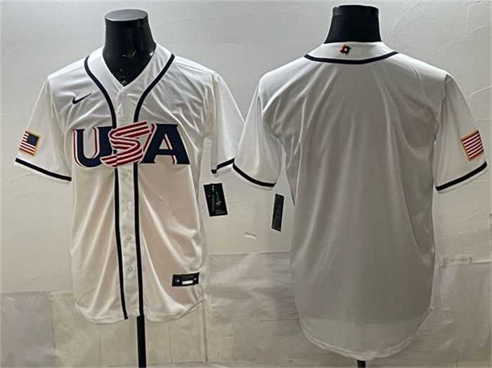 Mens USA Baseball Blank White 2026 World Baseball Classic Home Stadium Stitched Jersey->2026 world baseball classic->MLB Jersey