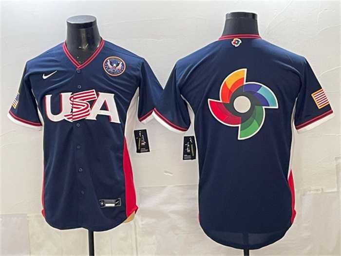 Mens USA Baseball Team Big Logo Navy 2026 World Baseball Classic United States 250th Anniversary Patch Road Stadium Stitched Jersey->2026 world baseball classic->MLB Jersey