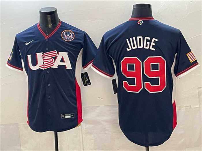 Mens USA Baseball #99 Aaron Judge Navy 2026 World Baseball Classic United States 250th Anniversary Patch Road Stadium Stitched Jersey->2026 world baseball classic->MLB Jersey