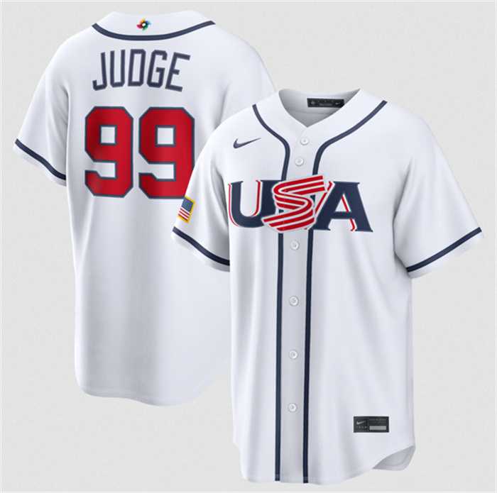Mens USA Baseball #99 Aaron Judge White 2026 World Baseball Classic Home Stadium Stitched Jersey->2026 world baseball classic->MLB Jersey