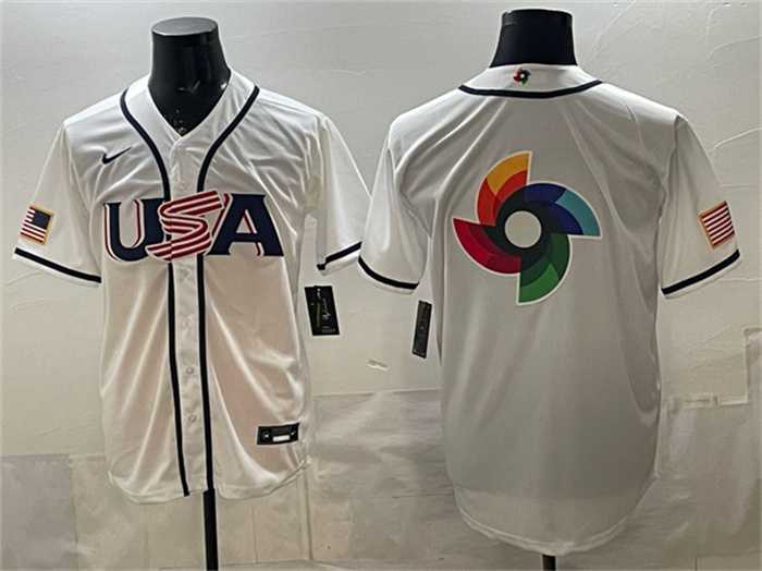 Mens USA Baseball Team Big Logo White 2026 World Baseball Classic Home Stadium Stitched Jersey->2026 world baseball classic->MLB Jersey