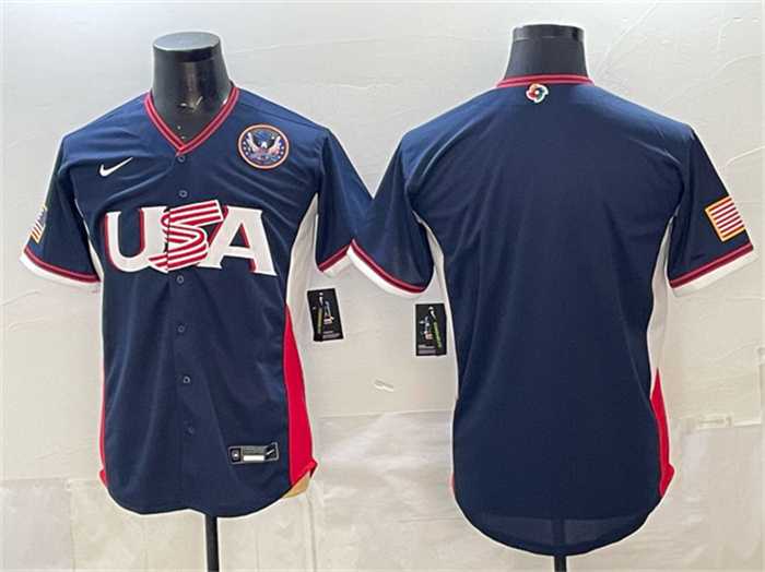 Mens USA Baseball Blank Navy 2026 World Baseball Classic United States 250th Anniversary Patch Road Stadium Stitched Jersey->2026 world baseball classic->MLB Jersey