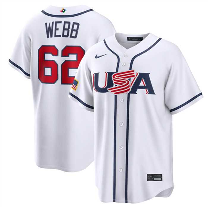 Mens USA Baseball #62 Logan Webb White 2026 World Baseball Classic Home Stadium Stitched Jersey->2026 world baseball classic->MLB Jersey