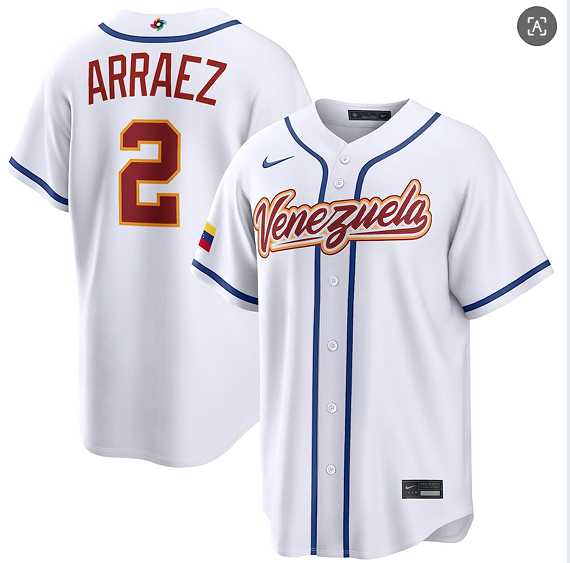 Mens Venezuela Baseball #2 Luis Arraez White 2026 World Baseball Classic Home Stadium Stitched Jersey->2026 world baseball classic->MLB Jersey