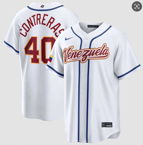 Mens Venezuela Baseball #40 Willson Contreras White 2026 World Baseball Classic Home Stadium Stitched Jersey->2026 world baseball classic->MLB Jersey