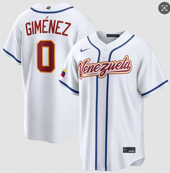 Mens Venezuela Baseball #0 Andres Gimenez White 2026 World Baseball Classic Home Stadium Stitched Jersey->2026 world baseball classic->MLB Jersey