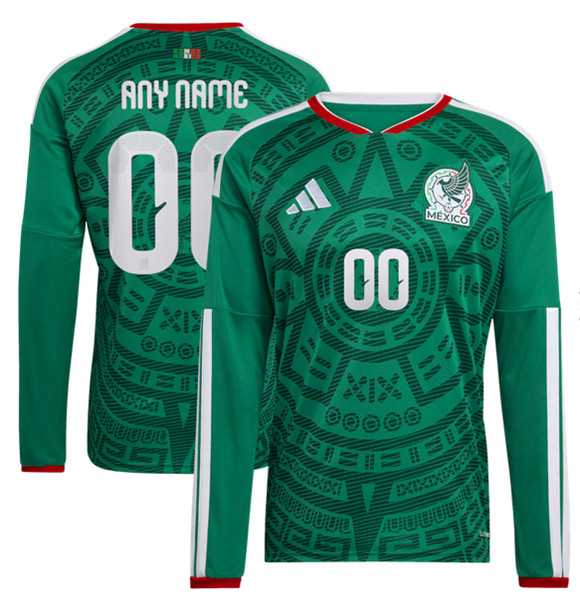 Mens Mexico Custom Black 2026 Home Soccer Long Sleeve Jersey->->Custom Jersey