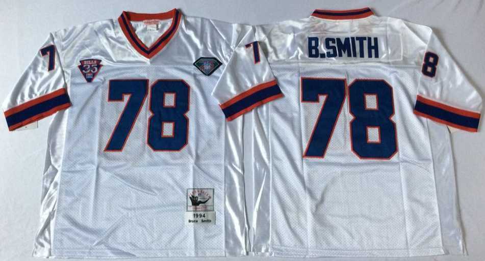 Men%27s Buffalo Bills #78 Bruce Smith White Throwback Stitched Football Jersey->buffalo bills->NFL Jersey