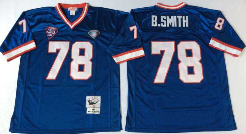 Men%27s Buffalo Bills #78 Bruce Smith Blue Throwback Stitched Football Jersey->buffalo bills->NFL Jersey