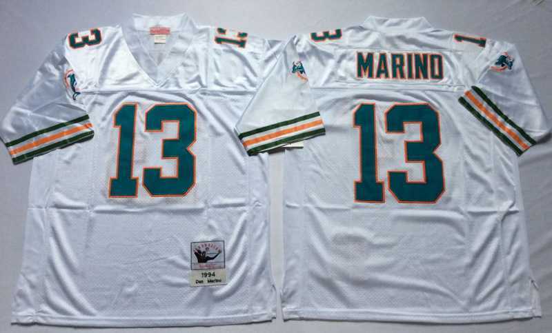 Mens Miami Dolphins #13 Dan Marino White Throwback Stitched Football Jersey->miami dolphins->NFL Jersey