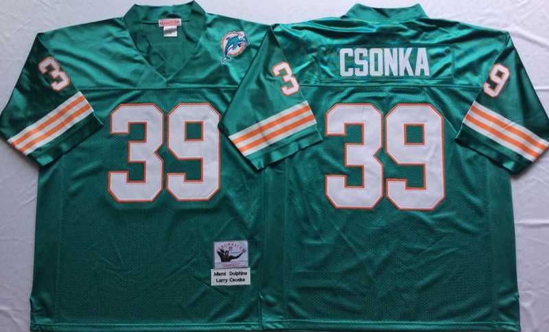 Mens Miami Dolphins #39 Larry Csonka Aqua Throwback Stitched Football Jersey->miami dolphins->NFL Jersey