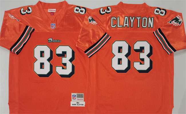 Mens Miami Dolphins #83 Mark Clayton Orange Throwback Stitched Football Jersey->miami dolphins->NFL Jersey