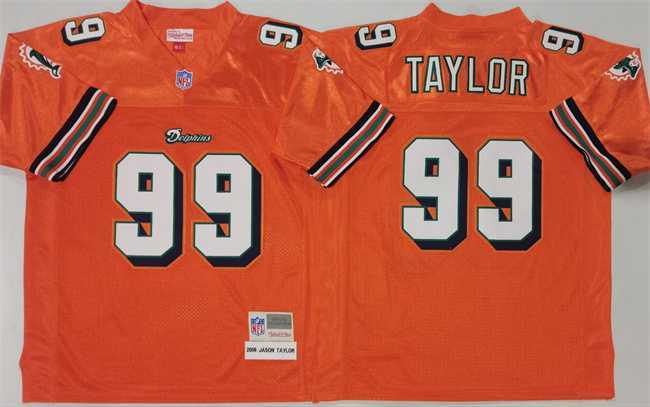 Mens Miami Dolphins #99 Jason Taylor Orange Throwback Stitched Football Jersey->miami dolphins->NFL Jersey