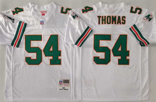 Mens Miami Dolphins #54 Zach Thomas White Throwback Stitched Football Jersey->miami dolphins->NFL Jersey