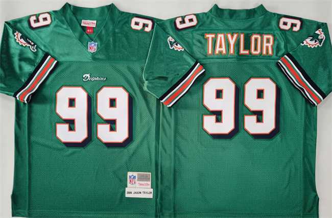 Mens Miami Dolphins #99 Jason Taylor Aqua Throwback Stitched Football Jersey->miami dolphins->NFL Jersey