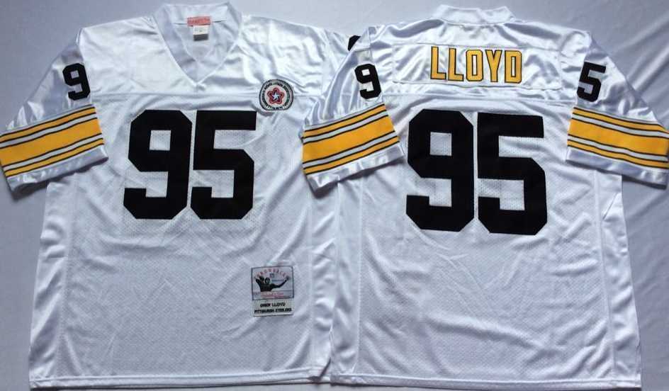 Men%27s Pittsburgh Steelers #95 Greg Lloyd White Throwback Stitched Football Jersey->las vegas raiders->NFL Jersey