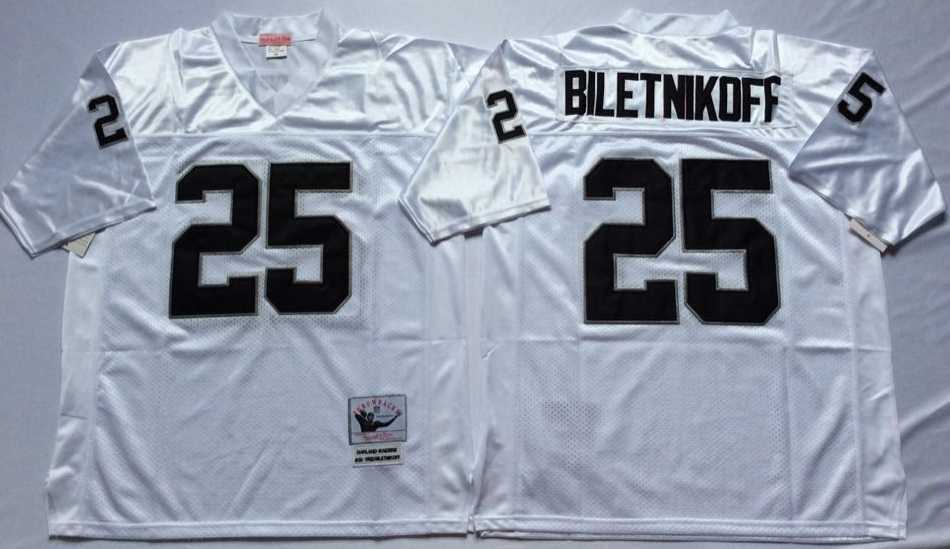 Men%27s Raiders #25 Fred Biletnikoff White Throwback Stitched Football Jersey->las vegas raiders->NFL Jersey
