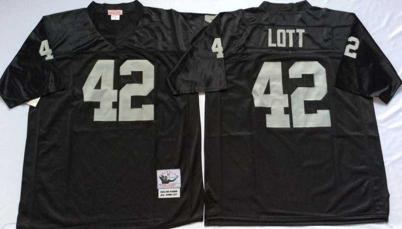 Mens Raiders #42 Ronnie Lott Black Throwback Stitched Football Jersey->las vegas raiders->NFL Jersey