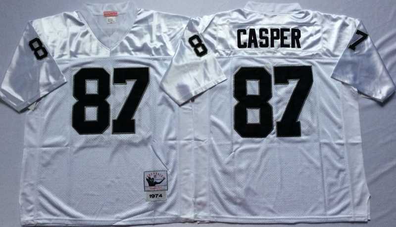 Mens Raiders #87 Dave Casper White Throwback Stitched Football Jersey->las vegas raiders->NFL Jersey