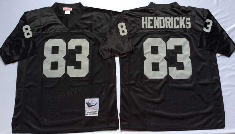 Mens Raiders #83 Ted Hendricks Black Throwback Stitched Football Jersey->las vegas raiders->NFL Jersey