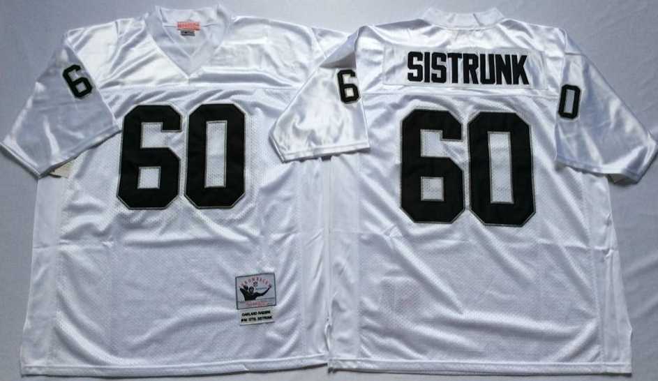 Mens Raiders #60 Otis Sistrunk White Throwback Stitched Football Jersey->las vegas raiders->NFL Jersey