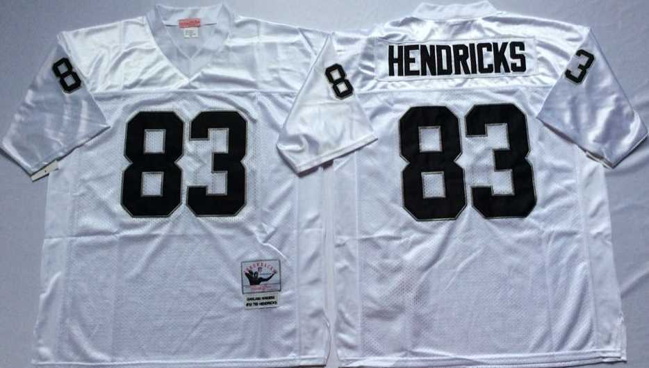 Mens Raiders #83 Ted Hendricks White Throwback Stitched Football Jersey->las vegas raiders->NFL Jersey