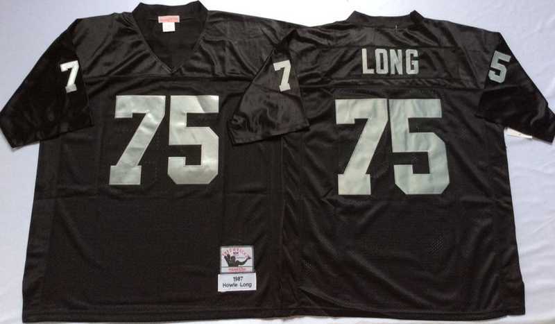 Mens Raiders #75 Howie Long Black Throwback Stitched Football Jersey->las vegas raiders->NFL Jersey