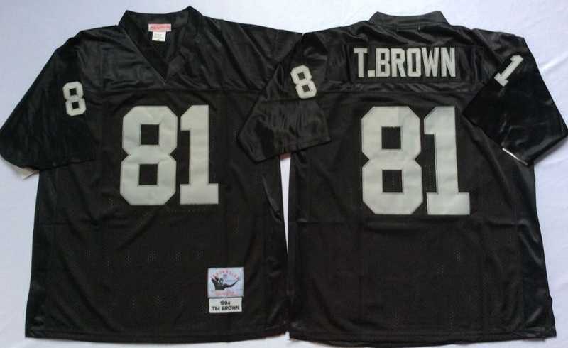 Mens Raiders #81 Tim Brown Black Throwback Stitched Football Jersey->las vegas raiders->NFL Jersey