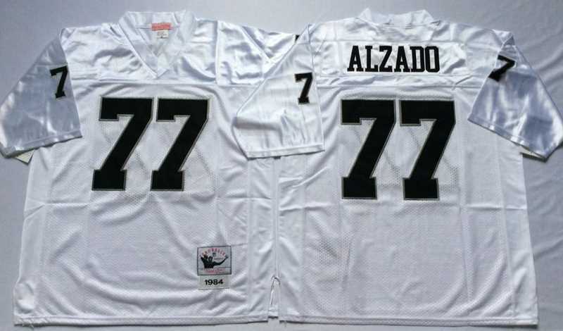Mens Raiders #77 Lyle Alzado White Throwback Stitched Football Jersey->las vegas raiders->NFL Jersey