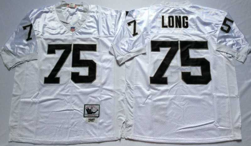 Mens Raiders #75 Howie Long White Throwback Stitched Football Jersey->las vegas raiders->NFL Jersey