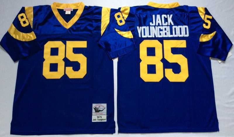 Men%27s Rams #85 Jack Youngblood Blue Throwback Stitched Football Jersey->los angeles rams->NFL Jersey