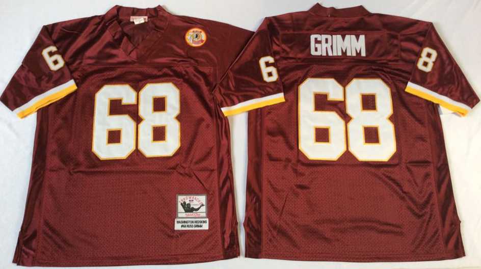 Men%27s Redskins #68 Russ Grimm Red Throwback Stitched Football Jersey->los angeles rams->NFL Jersey