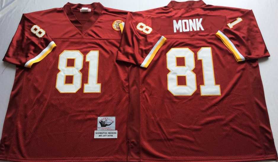 Men%27s Redskins #81 Art Monk Red Throwback Stitched Football Jersey->washington redskins->NFL Jersey