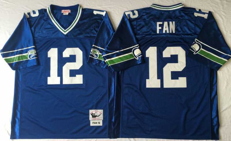 Men%27s Seattle Seahawks #12 Fan Blue Throwback Stitched Football Jersey->seattle seahawks->NFL Jersey