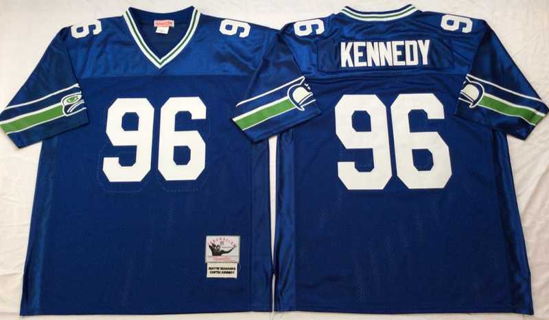 Men%27s Seattle Seahawks #96 Cortez Kennedy Blue Throwback Stitched Football Jersey->tampa bay buccaneers->NFL Jersey