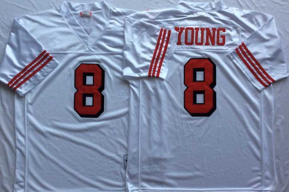 Men%27s San Francisco 49ers #8 Steve Young White 75th Throwback Stitched Football Jersey->san francisco 49ers->NFL Jersey